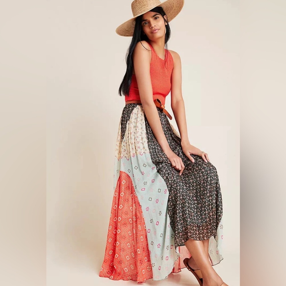 NWT Anthropologie Colorful Maxi Skirt